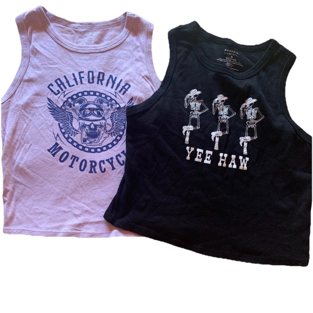 Homegirl Society California Motorcycle and Yee Haw Crop Tops